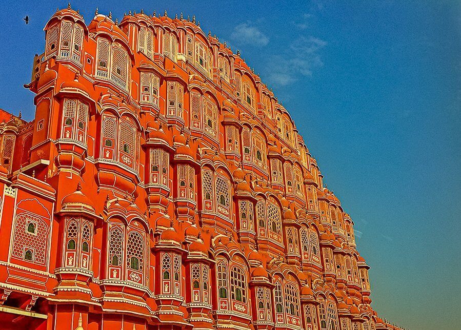 "Hawa Mahal in Jaipur with intricate architectural details and stunning facade"